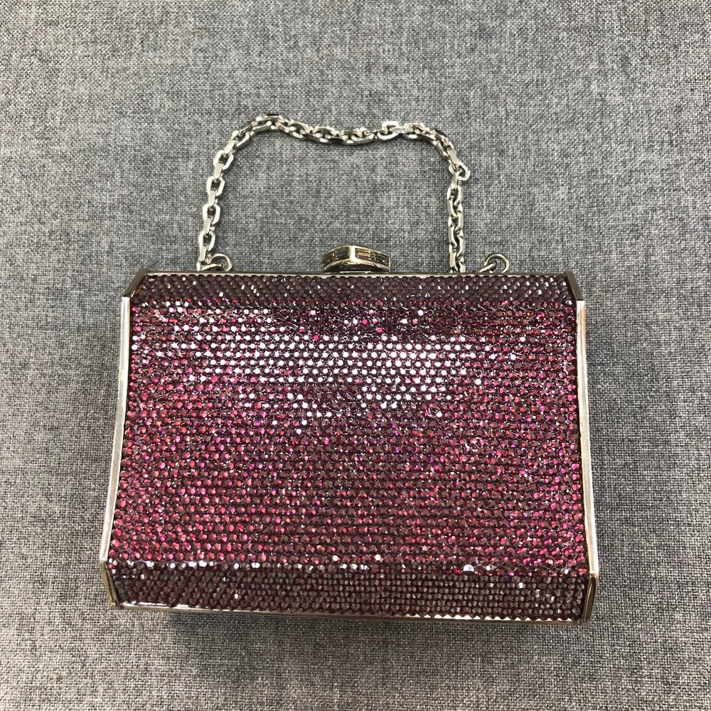 Judith Leiber vintage red and silver crystal wristlet